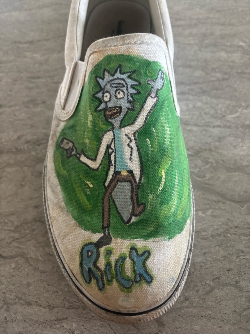 Men’s Slip-On Canvas Shoe with Green Rick Illustration Walmart shoes custom byme